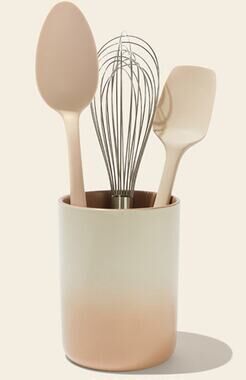 GIR Get It Right Silicone Kitchen Tool Set 3 Pc w Utensil Holder NIB Beige